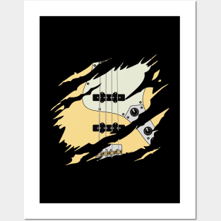 Ripped Bass Guitar J-Style Buttercream Color Posters and Art